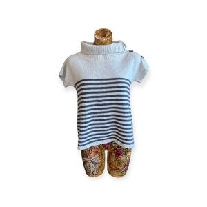 Theory cashmere top sweater short sleeve stripes medium
